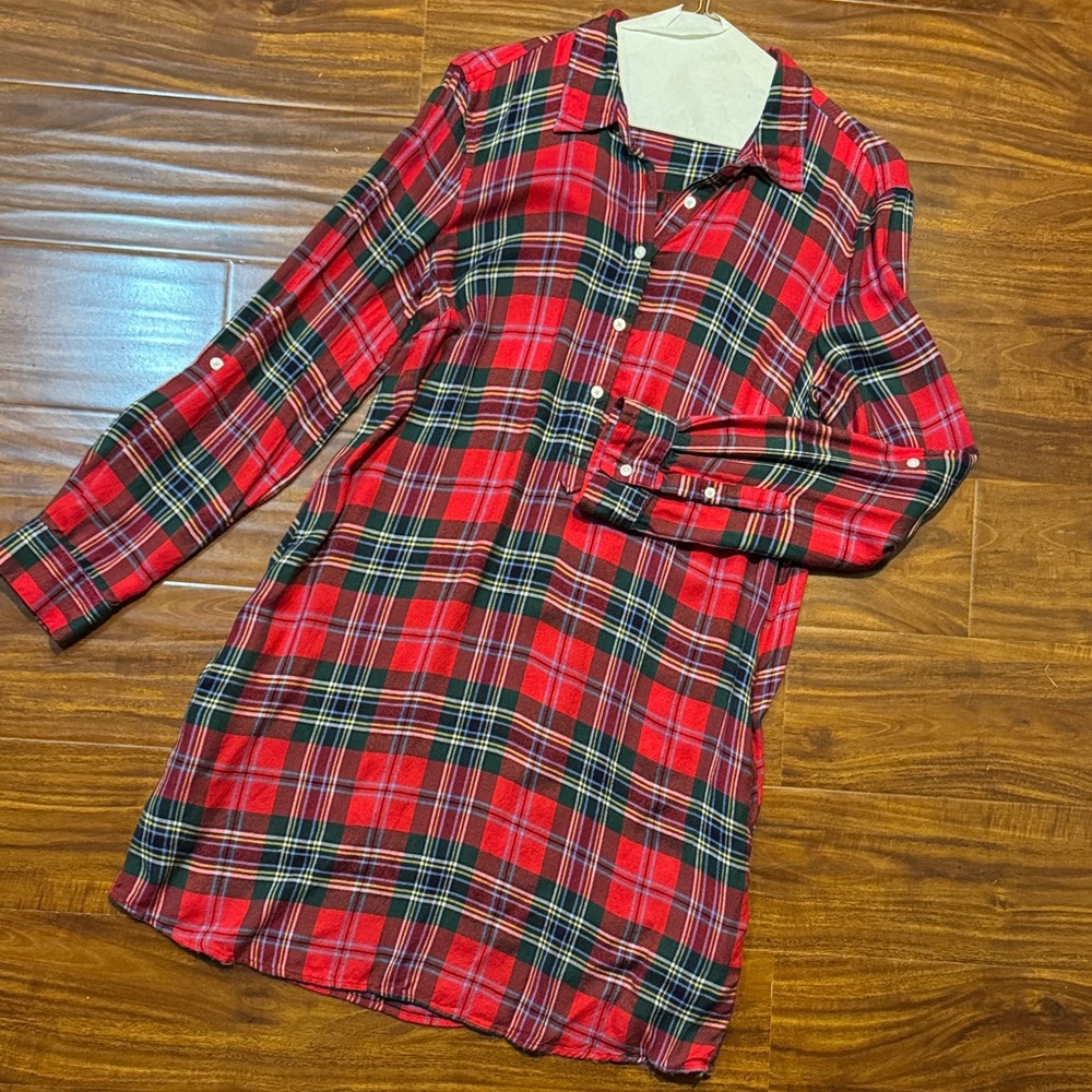 Red Plaid Button-Up Shirt